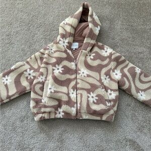 Floral Patterned Hooded Cropped Jacket